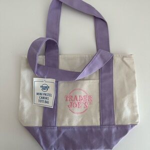 NWT | TRADER JOE’S | Lavender Purple & Pink Canvas Tote Bag